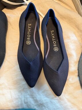 Rothy's Navy Pointed Knit Ballet Flats